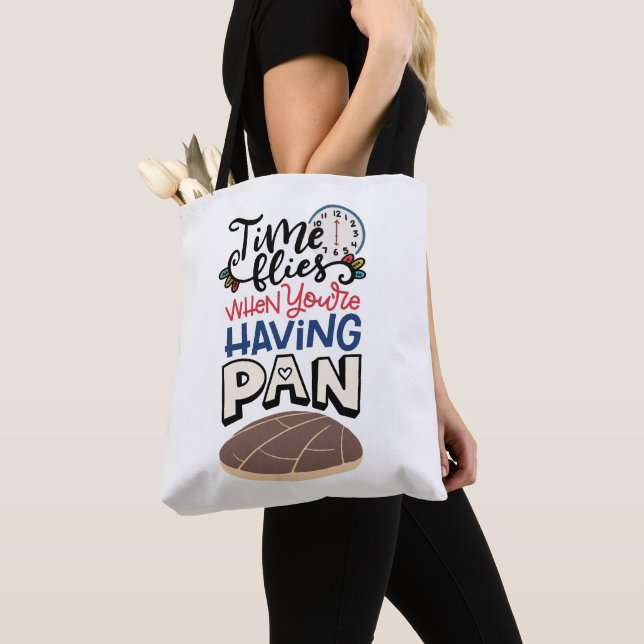 Time Flies When You're Having Pan, Spanglish Tote Bag (Close Up)