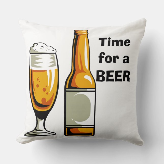 Time for a beer throw cushion (Front)