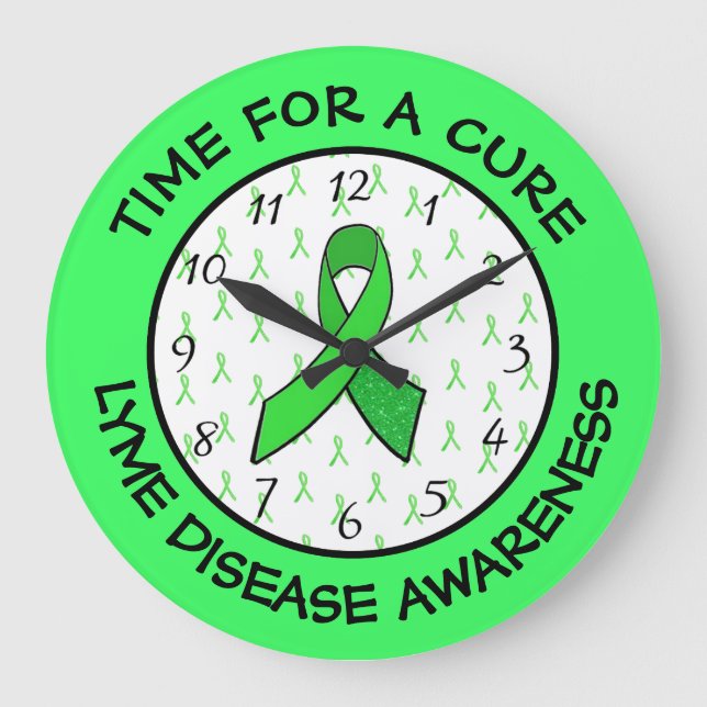Time for a Cure Lime Green Awareness Ribbon Clock (Front)