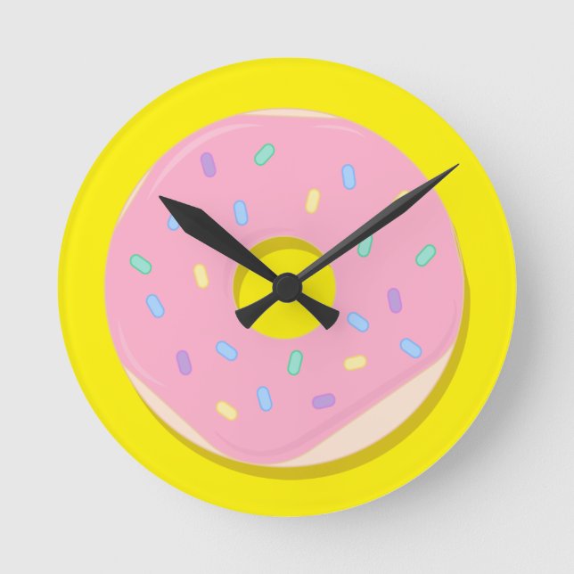 Time for a doughnut! round clock (Front)