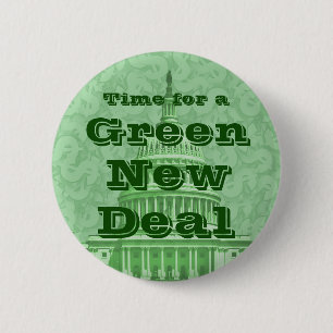 Time For a Green New Deal 6 Cm Round Badge