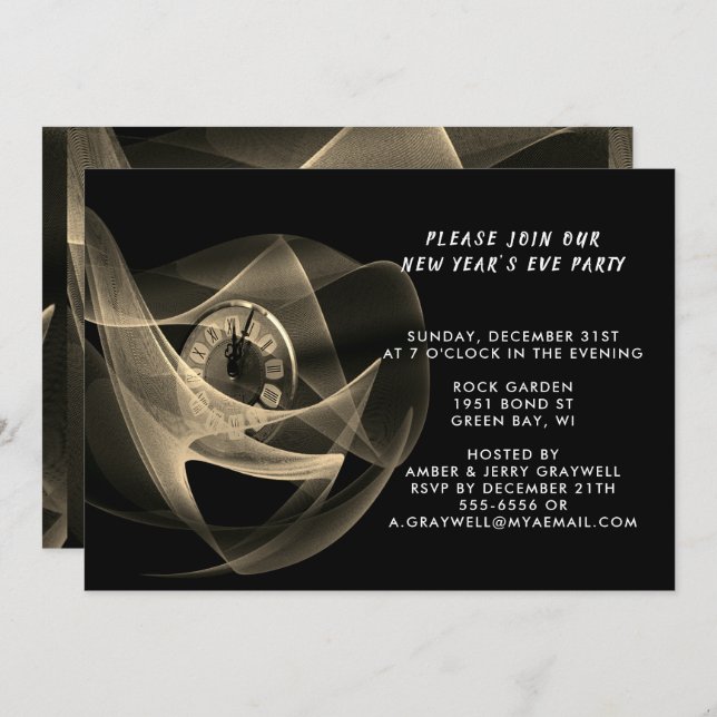 Time for a New Year’s Eve Party Sepia Look, ZPR Invitation (Front/Back)
