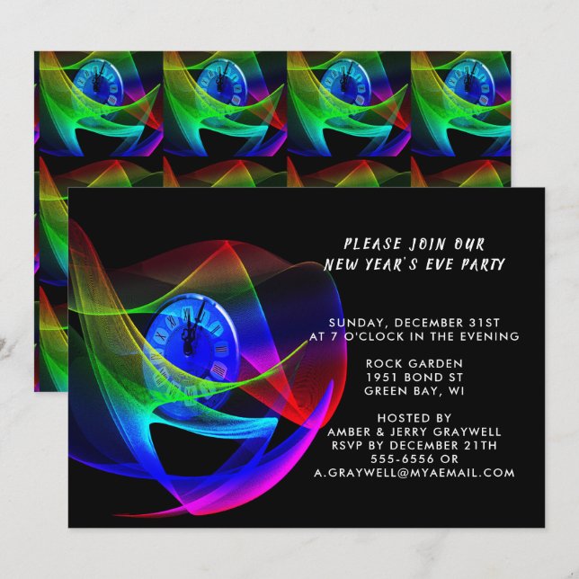 Time for a New Year’s Eve Party, ZPR Invitation (Front/Back)