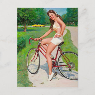 Time for a Ride - Retro Pin-up Girl Postcard