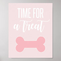 Time for a Treat Puppy Party Sign Pink