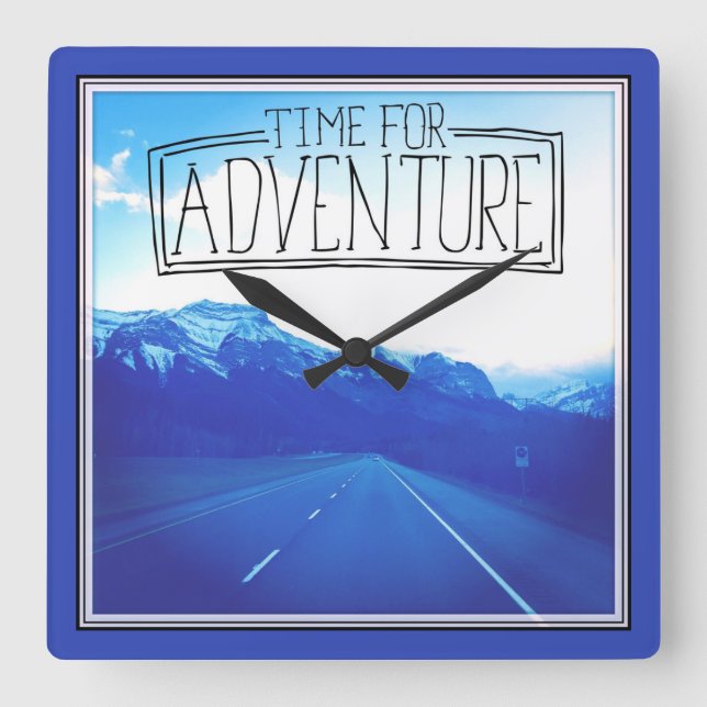 Time For Adventure Square Wall Clock (Front)