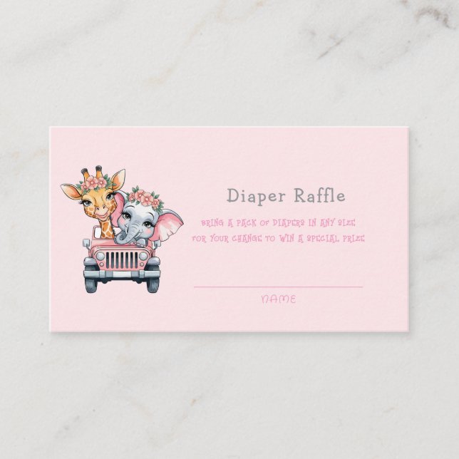 Time for an Aventure Girl Diaper Raffle Business Card (Front)