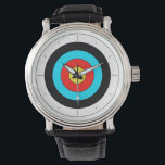 Time for Archery - Watch<br><div class="desc">A clock featuring a white,  black,  cyan,  red,  and yellow archery target. Customisable to remove the lines!</div>
