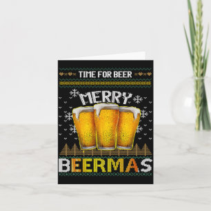Time For Beer Merry Beermas Funny Christmas Beer L Card