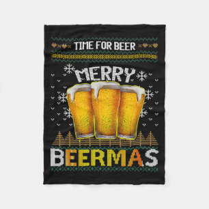 Time For Beer Merry Beermas Funny Christmas Beer L Fleece Blanket