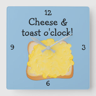 Time for Cheese on Toast - Fun Food Themed  Square Wall Clock