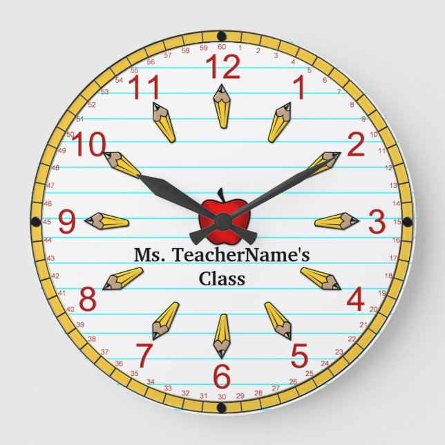 Time For Class - Numbered (Personalised) Large Clock (Front)