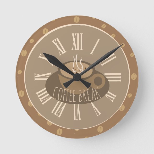 Time for Coffee Break Clock and Beans (Front)