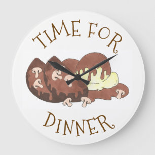 Time for Dinner Mashed Potates Meatloaf Gravy Food Large Clock