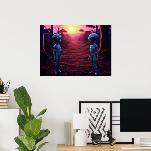 Time For Friends AI Alien Art Poster (Home Office)
