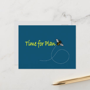 Time for Plan Bee Teal BG Horizontal Postcard
