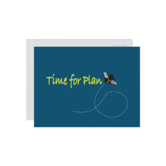 Time for Plan Bee Teal BG Horizontal Postcard