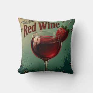 Time for Red Wine Rustic Vineyard Cushion