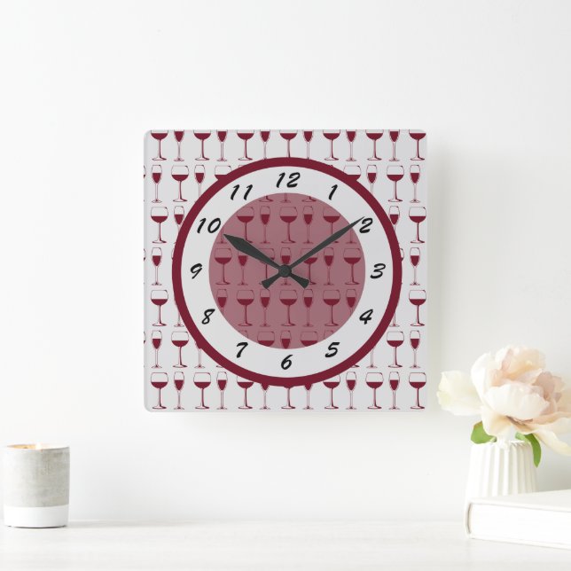 Time for Red Wine Square Wall Clock (Home)