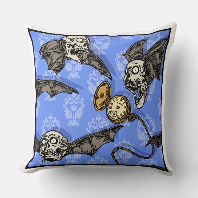 Time For Skull Bats - Pop Goth Nightmare Square Cushion (Front)