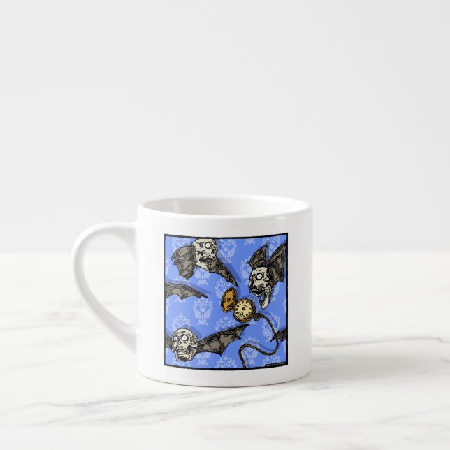 Time For Skull Bats - Pop Goth Nightmare Surreal Espresso Cup (Left)