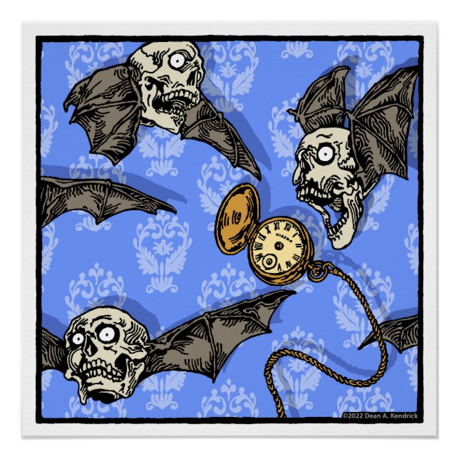 Time For Skull Bats - Pop Goth Nightmare Surreal Poster (Front)