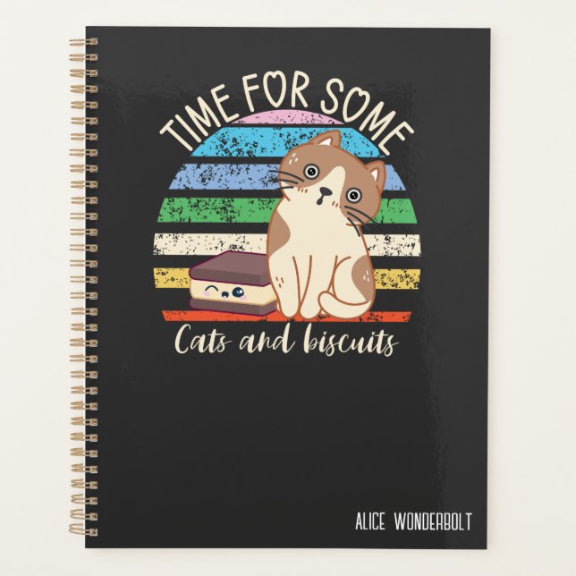 Time for some cats & biscuits | funny cat pun planner (Front)