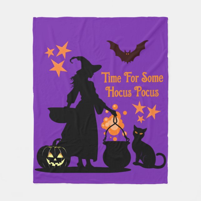 Time For Some Hocus Pocus Halloween Fleece Blanket (Front)