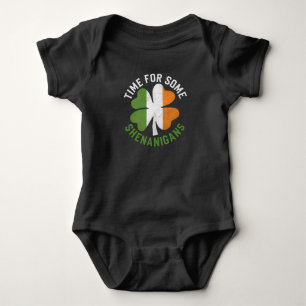 Time For Some Shenanigans Clover St Patrick's Day Baby Bodysuit
