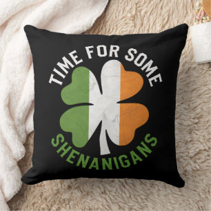 Time For Some Shenanigans Clover St Patrick's Day Cushion