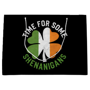 Time For Some Shenanigans Clover St Patrick's Day Large Gift Bag
