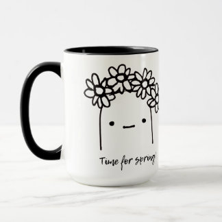 Time for Spring Black and White Illustration Flow Mug