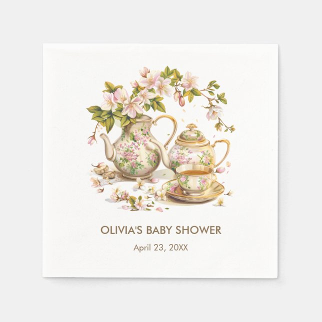 Time for Tea / A Baby is Brewing Baby Shower Napkin (Front)