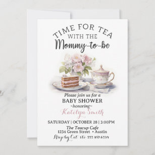 Time For Tea Baby Shower Floral Tea Time Invitation