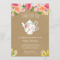 Time for tea baby shower invitation