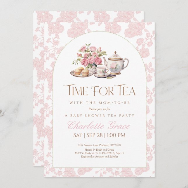 Time for Tea Baby Shower Invitation (Front/Back)