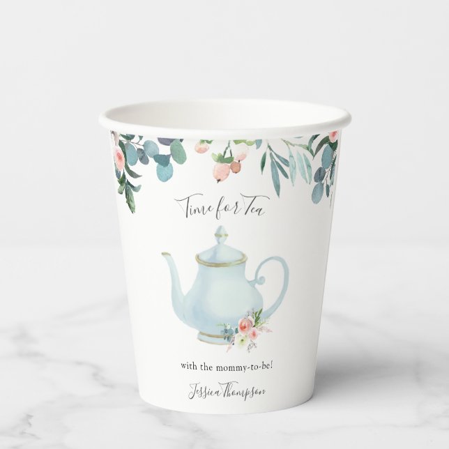 Time for Tea Baby Shower Paper Cups (Back)