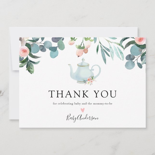 Time for Tea Baby Shower Thank You Card (Front)