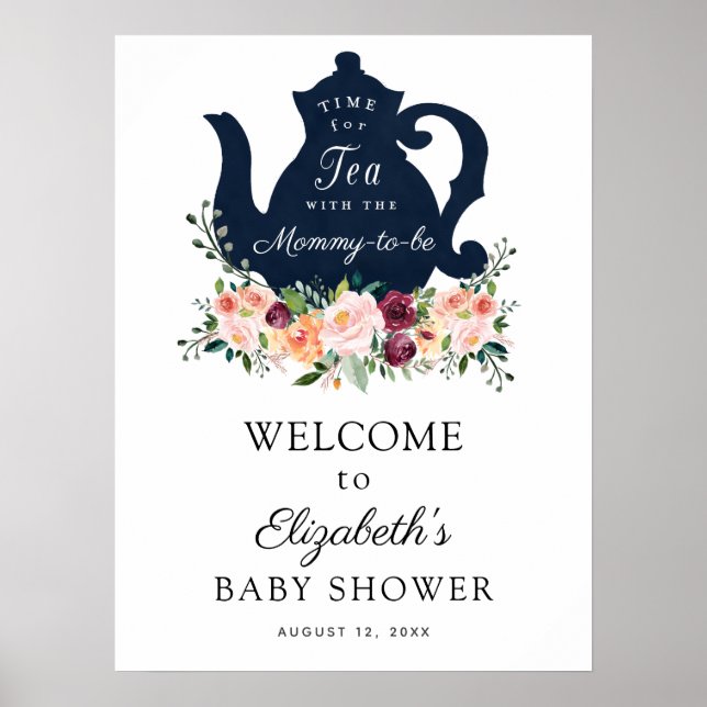 Time for Tea Baby Shower Welcome Sign (Front)