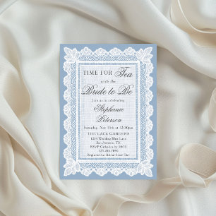 Time For Tea Blue Lace Tea Party Bridal Shower Invitation