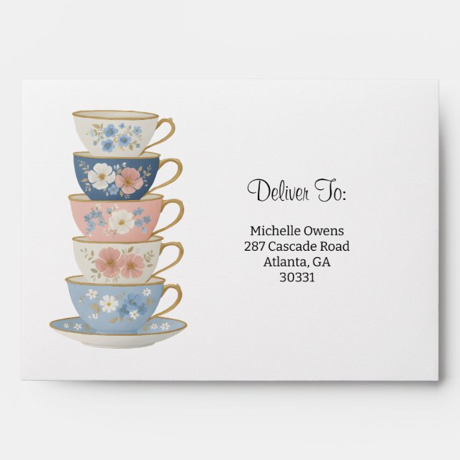 Time for Tea Bridal Shower Envelopes (Front)