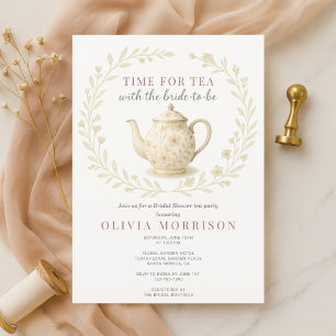 Time for Tea Bridal Shower Floral Wildflower  Invitation
