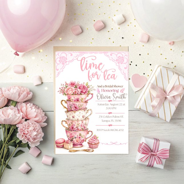Time for Tea Bridal Shower Invitation  (Beautiful Time for Tea Bridal Shower Invitation. )