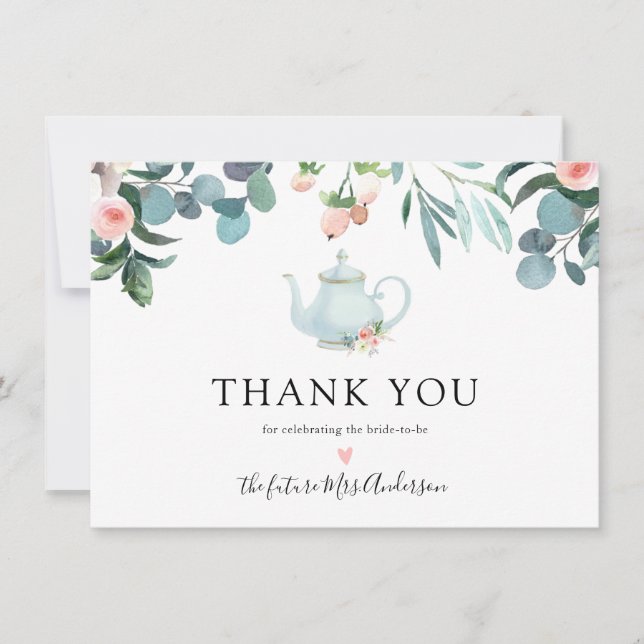 Time for Tea Bridal Shower Thank You Card (Front)