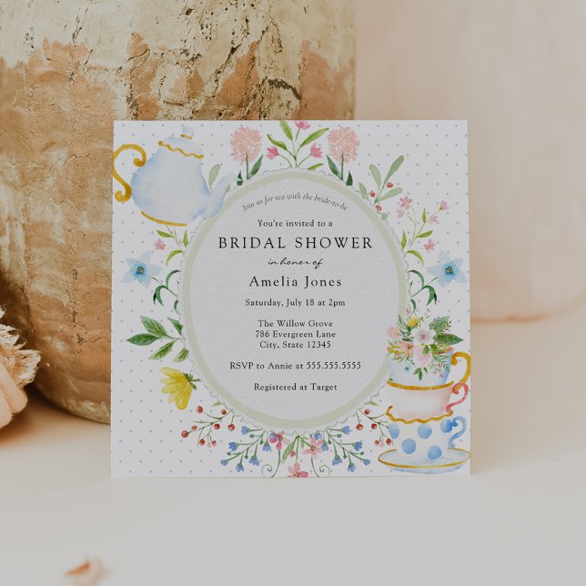 Time for Tea Bridal Shower Wildflower Invitation (Creator Uploaded)