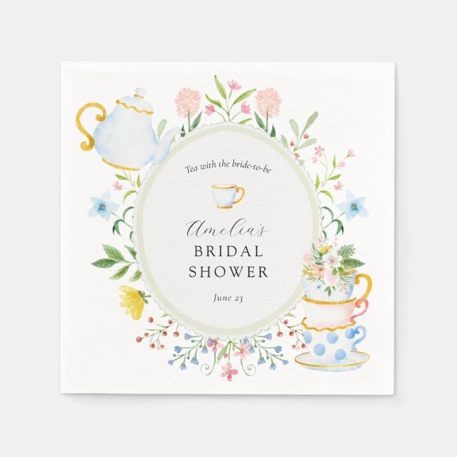 Time for Tea Bridal Shower Wildflower Napkin (Front)