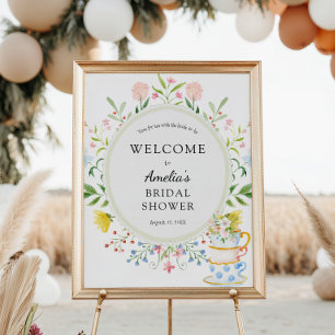 Time for Tea Bridal Shower Wildflower Welcome Poster