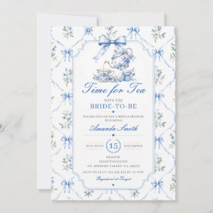 Time For Tea Chinoiserie Bridal Shower Floral Invitation