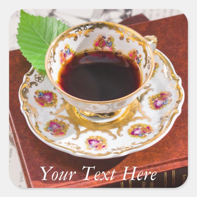 Time for Tea Design Square Sticker (Front)