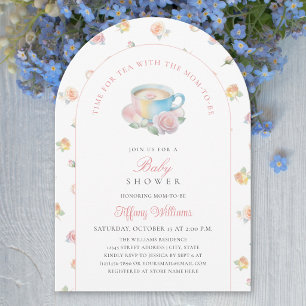 Time For Tea Elegant Floral Tea Party Baby Shower Invitation